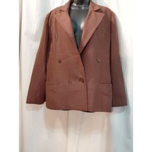 Vintage E.H. Woods Women's  Brown Wool Blend Cropped  Double Breasted Blazer‎ 12